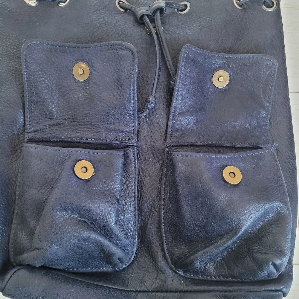 Authentic Soft Italian Leather Drawstring Backpack - Picture 5 of 15
